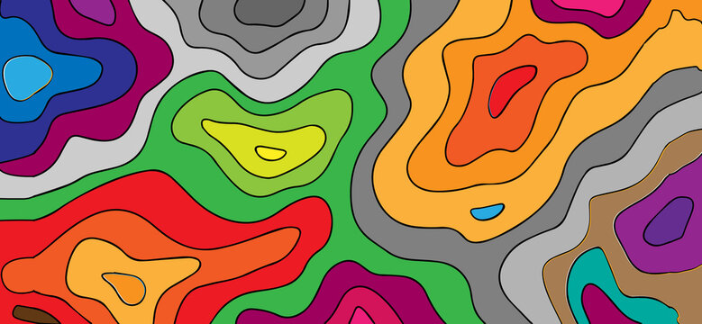 Detailed Collection of Vibrant Curved Line Waves, Geodesic Terrain Layouts, and Modern Multi-Color Graphic Designs