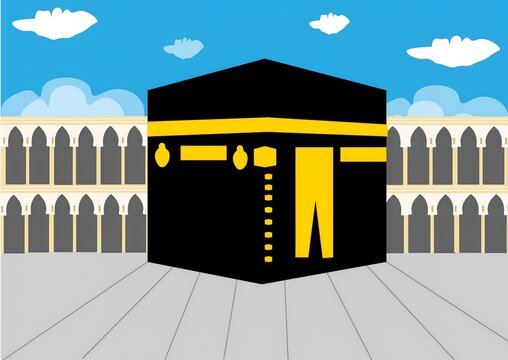 A stunning illustration of the Kaaba in Mecca, Saudi Arabia