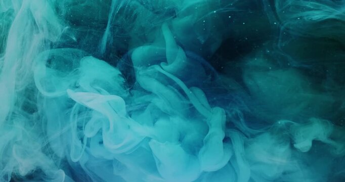 Blue ink flow. Color haze splash. Defocused underwater spatter water acrylic vivid fluid wet texture spill on abstract background.