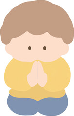 Fototapeta premium Cute Child Praying with Folded Hands Illustration