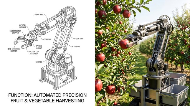 Automated precision agricultural fruit harvesting robotic arm system
