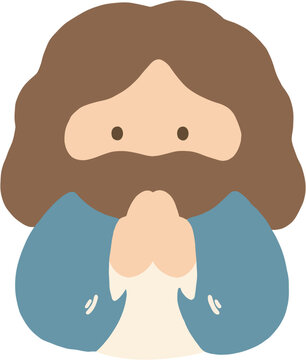Cute Praying Jesus Christ Character Illustration
