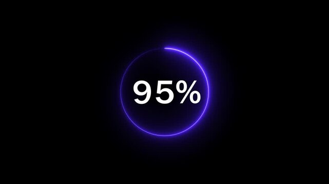 95% Neon Progress Circle &ndash; Glowing Percentage Counter & Loading Animation