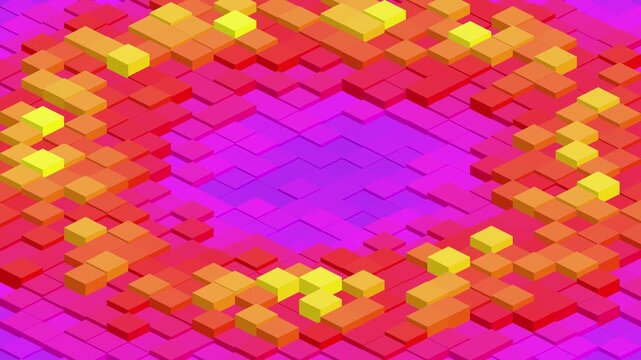 Vibrant colorful abstract geometric isometric cube pattern motion background loop