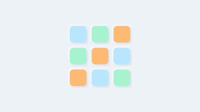 Gummy Motions Pastel neumorphic UI button grid on white background