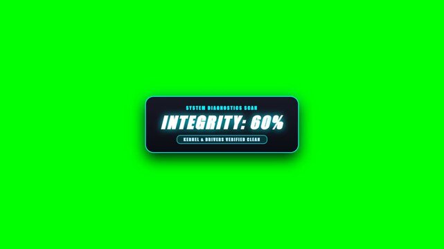 Animated comprehensive cyber defense system integrity security scanner on green screen
