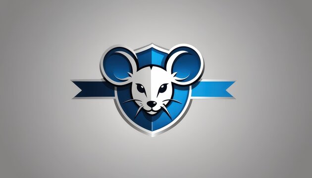Bold emblem featuring a stylized mouse head within a shield design for logo or branding purposes