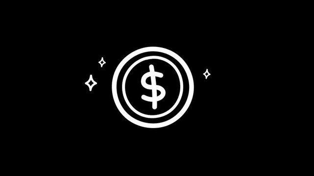 dollar coin icon animation hand drawn currency overlay loop