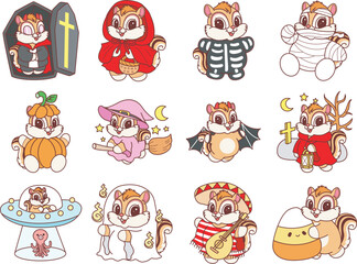 Obraz premium Cute Chipmunk sticker icon. Funny Chipmunk 