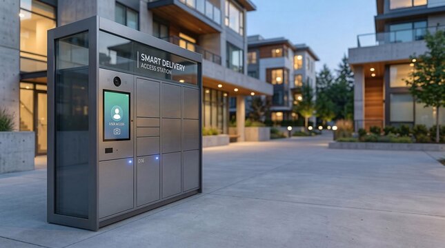 Smart Parcel Locker Station In Residential Courtyard
