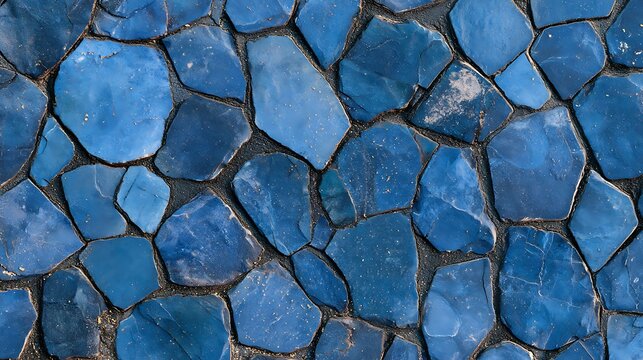 Blue stone mosaic floor texture background pattern