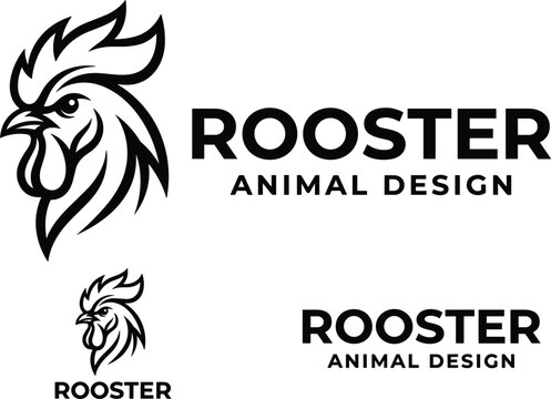Rooster head logo design featuring a strong cockerel profile for poultry farm, agricultural business, mascot branding, and sport emblem