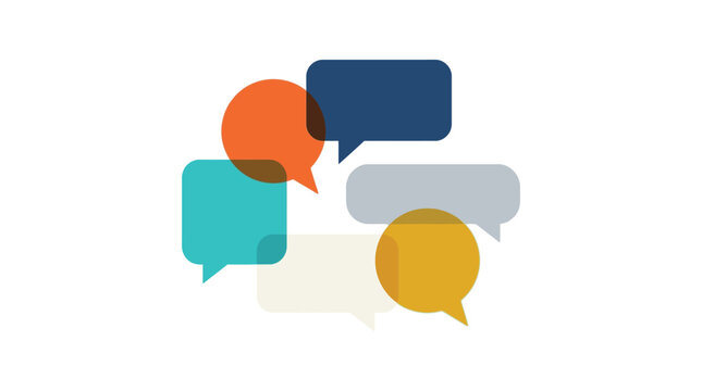 Colorful speech bubble vector illustration with vibrant overlapping shapes for effective digital communication and modern design