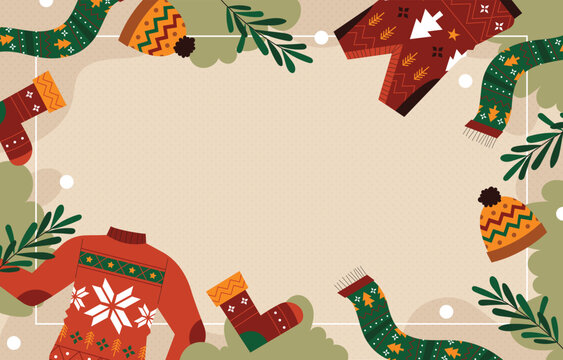 Colorful holiday sweater and accessories set