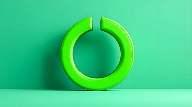 3D Green Power Button Icon on Teal Background