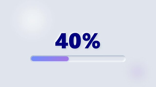 Progress Bar Loading from 0 percent to 40% Animation