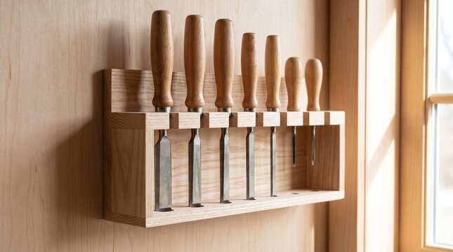 Woodworking Chisels Set Holder Wall Mount