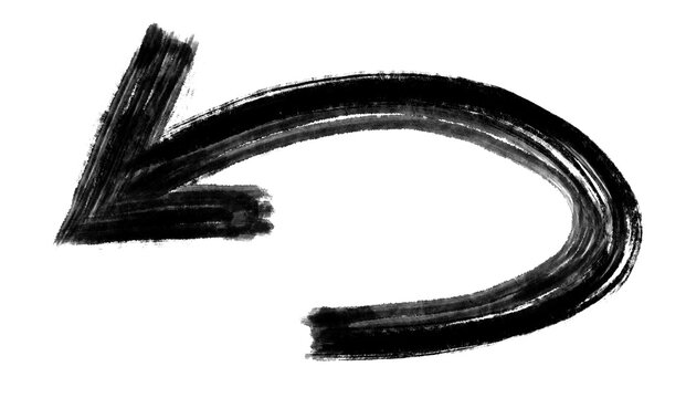 Hand-Drawn Arrow Icon: A bold, black, hand-drawn arrow creates a cyclical path, representing direction and motion in a graphic design element.