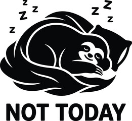 Fototapeta premium Black silhouette of a sleeping sloth on a pillow with zzz symbols
