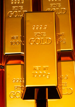 Gold bar macro metal texture. Gold bullion financial investment asset. Gold precious market value reserve. Gold safe economy security concept.