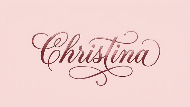 Christina Name Elegant Cursive Script Lettering on Soft Pink Background