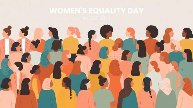 Diverse people celebrating international women's equality day