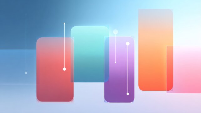 Abstract colorful rectangles and vertical lines graphic design composition