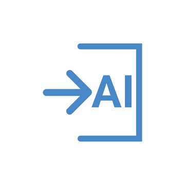 Minimalist Blue AI Door Entry Arrow Vector Icon.

