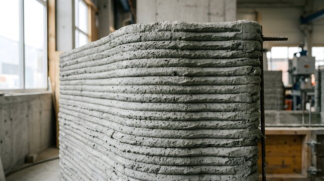 3d Printed Concrete Wall Texture with Reinforcement Rods