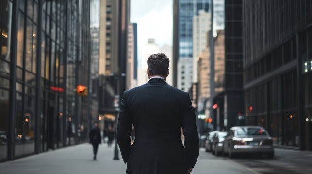 Businessman walking street