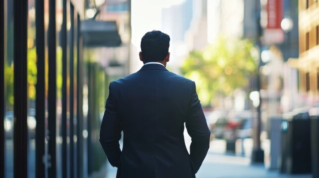 Businessman walking street