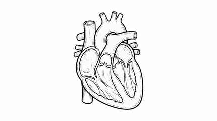 Obraz premium Anatomical Diagram of Human Heart Illustration.
