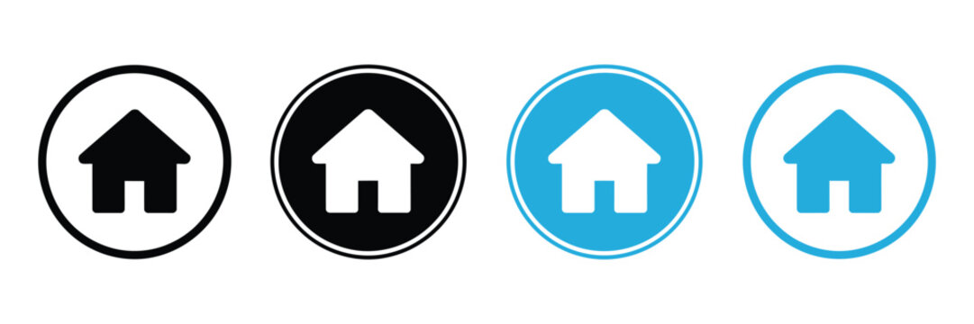 web home icon in circle for apps websites main page navigation and interface design