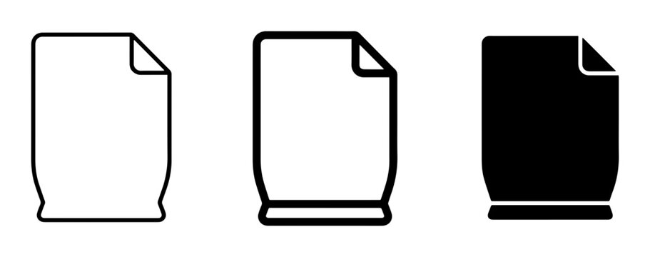 Document Icons Set, Paper Page Symbols, Blank Sheet Graphics, Vector Icons