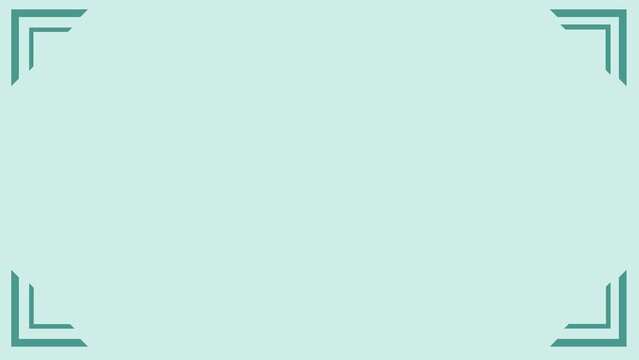 Minimalist mint green background presentation with geometric teal corner frames