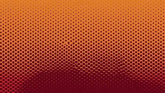 Orange and red halftone gradient background with retro comic book dot pattern for digital art design