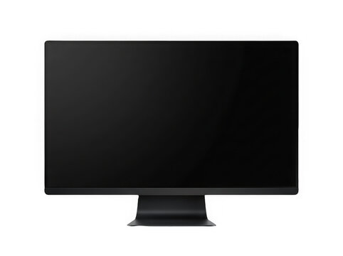 Modern black computer monitor isolated on transparent background