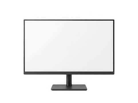 Modern computer monitor with blank white screen isolated on transparent background