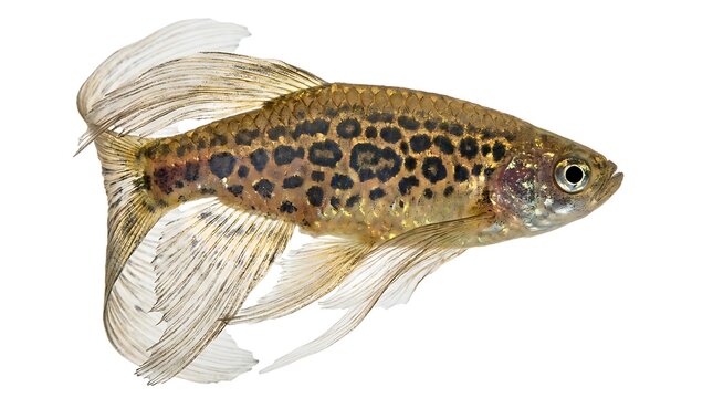 Leopard Danio fish isolated on white background, freshwater aquarium pet illustration