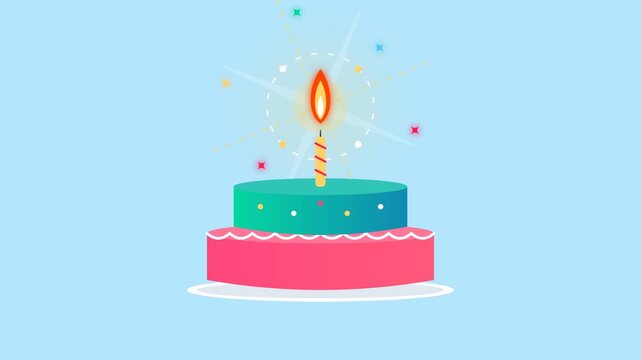 Birthday cakes with lit candles repeating pattern background