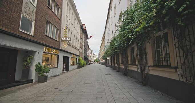 Dusseldorf Old Town historic streets Germany cityscape shows beautiful old buildings and famous landmarks in the heart of a European tourist city during travel.