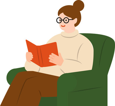 Cozy Autumn Person Reading Book Seasonal Lifestyle Flat Vector Illustration