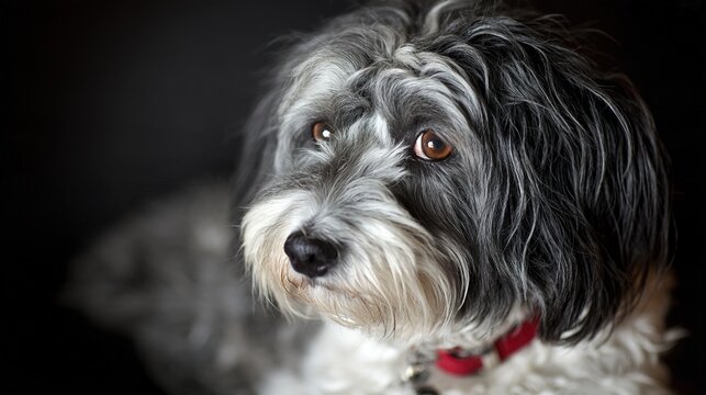 terrier. Close-up portrait of a Tibetan terrier with fluffy fur and soft natural lighting. wildlife magazines, conservation campaigns, designed for eco-tourism storytelling, celebrates biodiversity.