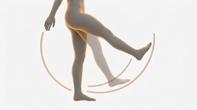 Anatomical Illustration of Leg Swing Motion for Physical Therapy and Orthopedic Joint Health Study