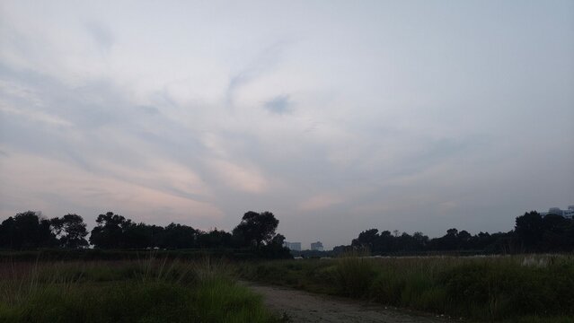Autumn blue sky with clouds