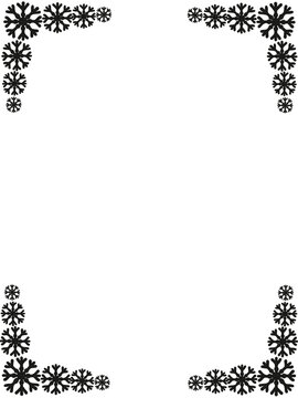  Black Snowflake Vertical Frame, Winter Corner Border
