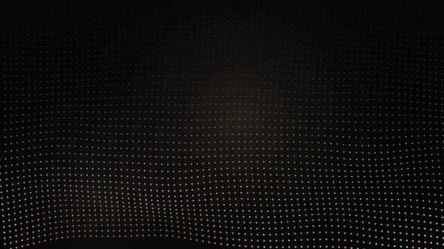 Abstract digital wave background with glowing white dot grid particles undulating gently across a dark minimalist field, ideal for modern futuristic technology and big data presentation projects.