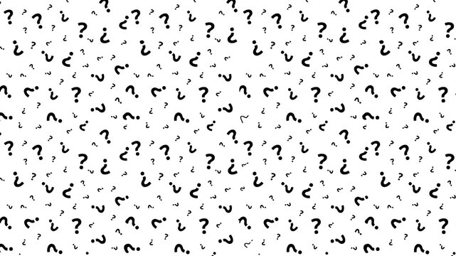 Black question mark pattern png, seamless query mark background overlay, FAQ search pattern texture, monochrome mystery symbol print, vector icon graphic isolated on transparent background