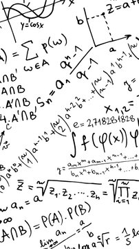 Black mathematical formulas scribbles png, hand drawn algebra and geometry equations, handwritten science calculation background, physics theory lesson doodle isolated on transparent background