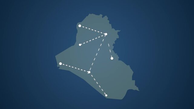 Iraq Communication Network with Signals Connecting Multiple Locations
